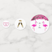 Chic Flamingos, Herz & tropische Blume Hochzeit Konfetti (Rückseiten)