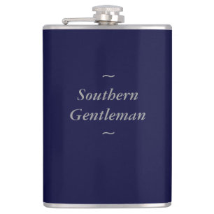 CHIC FLASK_ " südlicher Herr" GRAU AUF MARINE Flachmann