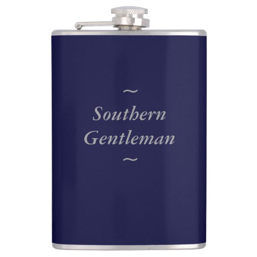 CHIC FLASK_ " südlicher Herr" GRAU AUF MARINE Flachmann (Vorderseite)