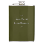CHIC FLASK_ " südlicher Herr" GRAU AUF OLIVE Flachmann (Vorderseite)