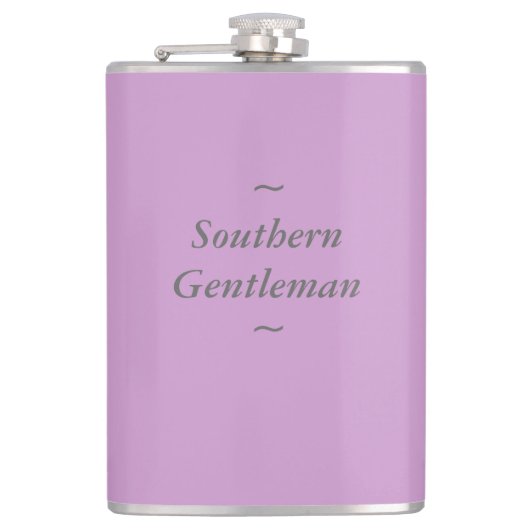 CHIC FLASK_ " südlicher Herr" GRAU AUF ORCHIDEE Flachmann (Vorderseite)