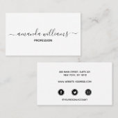 Chic Floating Script Kalligrafie soziale Medien Visitenkarte (Vorne/Hinten)