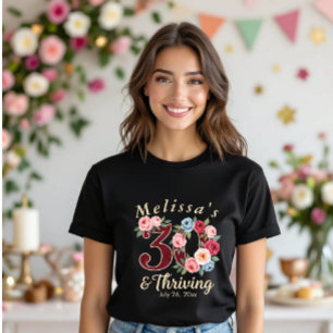 Chic floral 30. Geburtstag Party T-Shirt