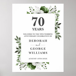 Chic Floral 70. Hochzeitstag Begrüßungszeichen Poster