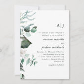 Chic Floral and Greenery Monogram Foto Wedding in Einladung (Vorderseite)