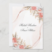 Chic Floral and leaf Islamische Hochzeit Einladung (Rückseite)