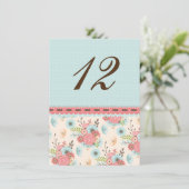 Chic Floral and Polka Dot Wedding Tischnummer (Stehend Vorderseite)