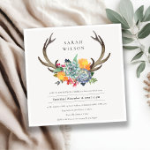 CHIC FLORAL ANTLER BRUCH & BUBBLY BRAUTPARTY EINLADUNG