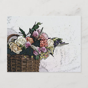 Chic Floral Basket von Blume Art Postkarte