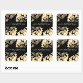 Chic floral Black and Beige Mutter's Day Quadratischer Aufkleber (Blatt)