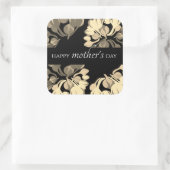 Chic floral Black and Beige Mutter's Day Quadratischer Aufkleber (Tasche)