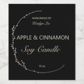 Chic Floral Black & White handmade Candle Label Weinetikett (Einzelnes Label)