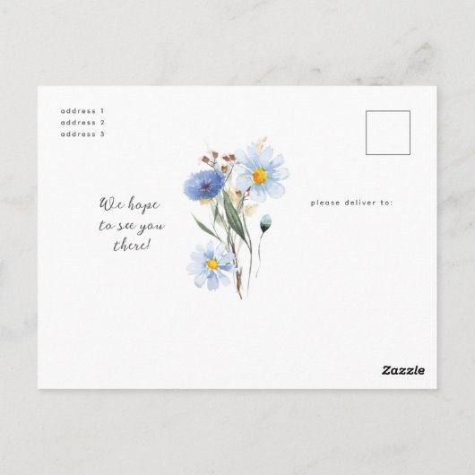 Chic Floral Blue Arch Baby Shower Boy Postkarte (Rückseite)