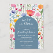 Chic Floral Blue Arch Baby Shower Boy Postkarte (Vorderseite)