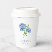 Chic Floral Blue Hydrangea Event Hochzeit Pappbecher (Vorderseite)