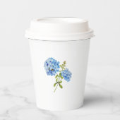 Chic Floral Blue Hydrangea Event Hochzeit Pappbecher (Vorderseite)
