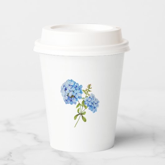 Chic Floral Blue Hydrangea Event Hochzeit Pappbecher (Vorderseite)