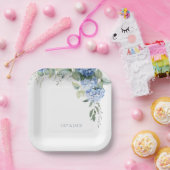 Chic Floral Blue Hydrangea Event Hochzeit Pappteller (Party)