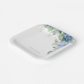 Chic Floral Blue Hydrangea Event Hochzeit Pappteller (Gewinkelt)