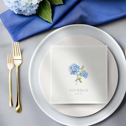 Chic Floral Blue Hydrangea Event Hochzeit Serviette