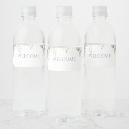 Chic Floral Blue Hydrangea Event Hochzeit Wasserflaschenetikett