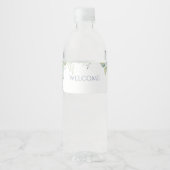 Chic Floral Blue Hydrangea Event Hochzeit Wasserflaschenetikett (Vorderseite)