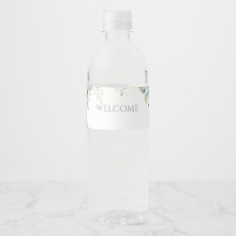 Chic Floral Blue Hydrangea Event Hochzeit Wasserflaschenetikett