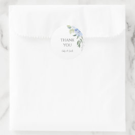 Chic Floral Blue Hydrangea Monogram Event Wedding Runder Aufkleber