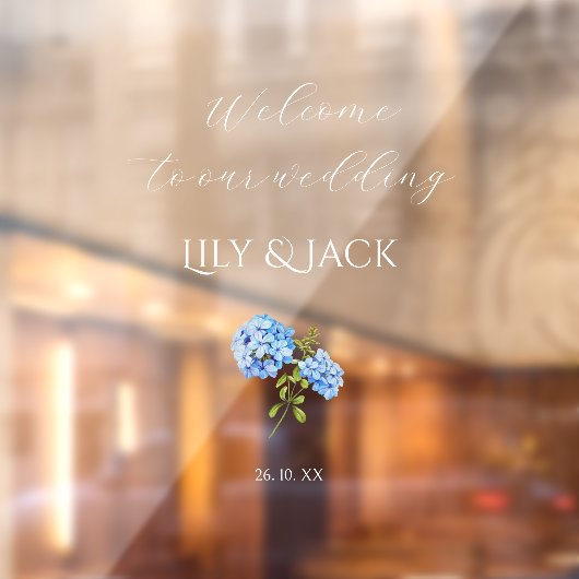 Chic Floral Blue Hydrangea Transparente Hochzeit Fensteraufkleber (Blatt 2)