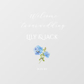 Chic Floral Blue Hydrangea Transparente Hochzeit Fensteraufkleber (Blatt)