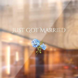 Chic Floral Blue Hydrangea Transparentes Hochzeits Fensteraufkleber