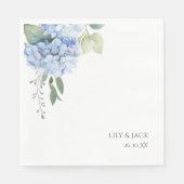 Chic Floral Blue Hydrangea Wedding White Serviette (Vorderseite)
