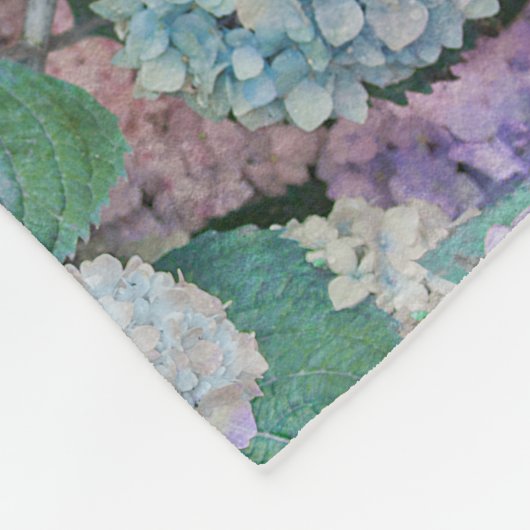 Chic Floral Blue Lila Hydrangea Muster Fleecedecke (Ecke)