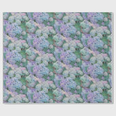Chic Floral Blue Lila Hydrangea Muster Geschenkpapier (Flach)