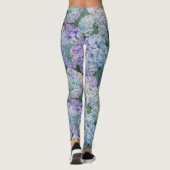 Chic Floral Blue Lila Hydrangea Muster Leggings (Rückseite)
