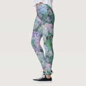 Chic Floral Blue Lila Hydrangea Muster Leggings (Links)