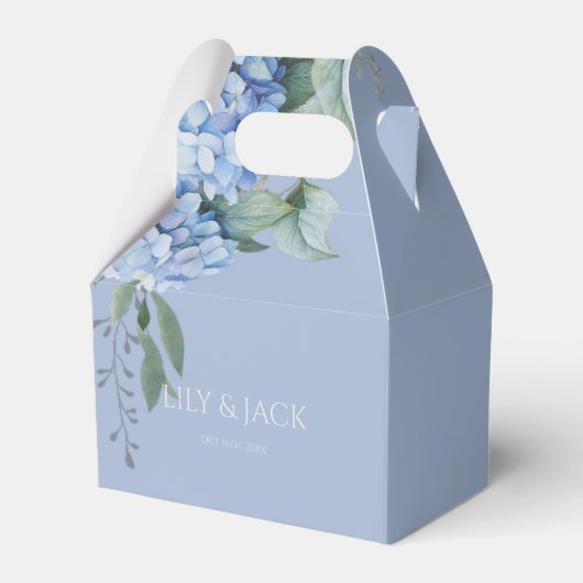 Chic Floral Blue Periwinkle Hydrangea Geschenkschachtel (Rückseite)