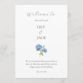 Chic Floral Blue White Hydrangea Wedding Program Programm (Vorderseite)
