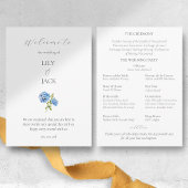 Chic Floral Blue White Hydrangea Wedding Program Programm