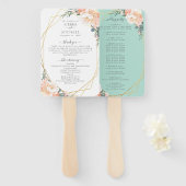Chic Floral Blush Gold Mint Green Wedding Programm Fächer (Vorne und Hinten)