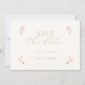 Chic Floral Blush & Ivory Calligraphy Wedding Save The Date (Vorderseite)
