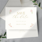 Chic Floral Blush & Ivory Calligraphy Wedding Save The Date