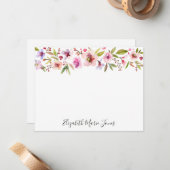 Chic floral Blush Pink Kirsche Blüten Wasserfarbe Mitteilungskarte (Vorderseite/Rückseite Beispiel)