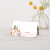 Chic Floral Blush Pink und Gold Blume Platzkarte (Vorderseite)