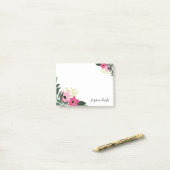 Chic Floral Border Monogram Post-it Klebezettel (Auf Schreibtisch)