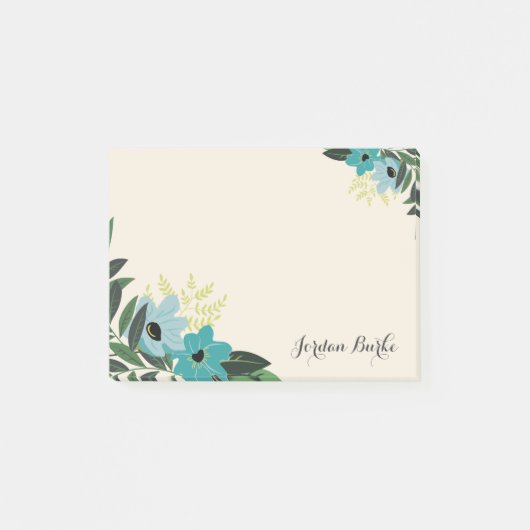 Chic Floral Border Monogram Post-it Klebezettel (Vorderseite)