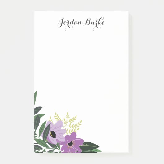 Chic Floral Border Monogram Post-it Klebezettel (Vorderseite)