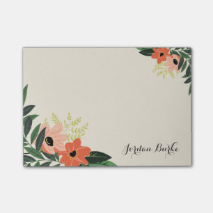Chic Floral Border Monogram Post-it Klebezettel