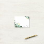 Chic Floral Border Monogram Post-it Klebezettel (Auf Schreibtisch)