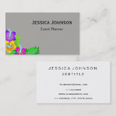 Chic Floral Border Monogram Visitenkarte (Vorne/Hinten)